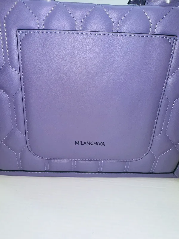 MILANCHIVA Purple Quilted Handbag with Pouch NWT - Image 4