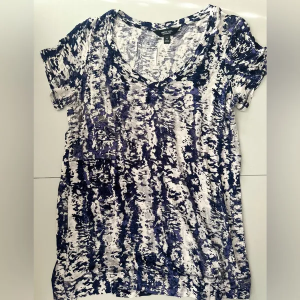 Simply Vera Vera Wang Blue and White Short Sleeve Top - Image 7