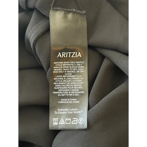 Aritzia Wilfred black stretchy smocked midi dress grunge dark fairy Small - Image 5