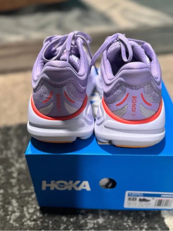 Hoka Women's Lavender Athletic Running Shoes with Orange Accents - Image 3