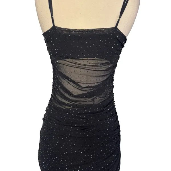 AFRM Jennan Rhinestone Illusion Maxi Dress Mesh Mid Section Black Size M - Image 10