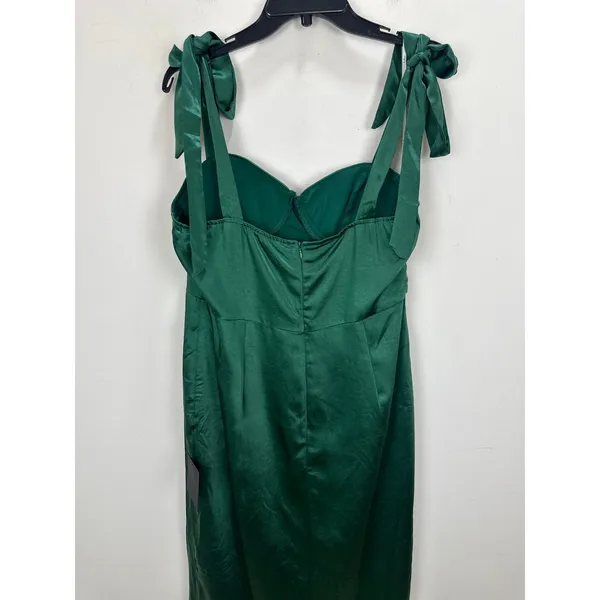 Lulus Graceful Sophistication Emerald Green Satin Tie-Strap Midi Dress XL NWT - Image 10