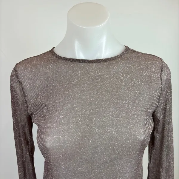 Victoria's Secret Sparkle Metallic Purple Grey Sheer Long Sleeve Tunic Top XS - Image 4