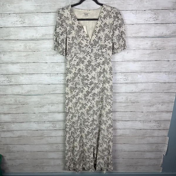 Madewell Puff-Sleeve V-Neck Midi Dress in Floral Size 4 - Image 4