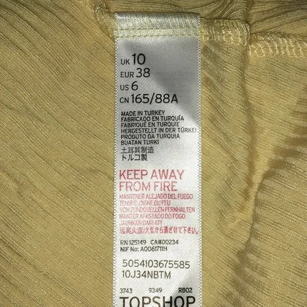 TopShop Ribbed Button Down Mini Dress Tie Sleeve 6 v6x - Image 6