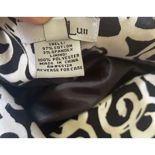 Luii byAnthropologie Black White Swirl Print Belted Short Trench Jacket Small - Image 3