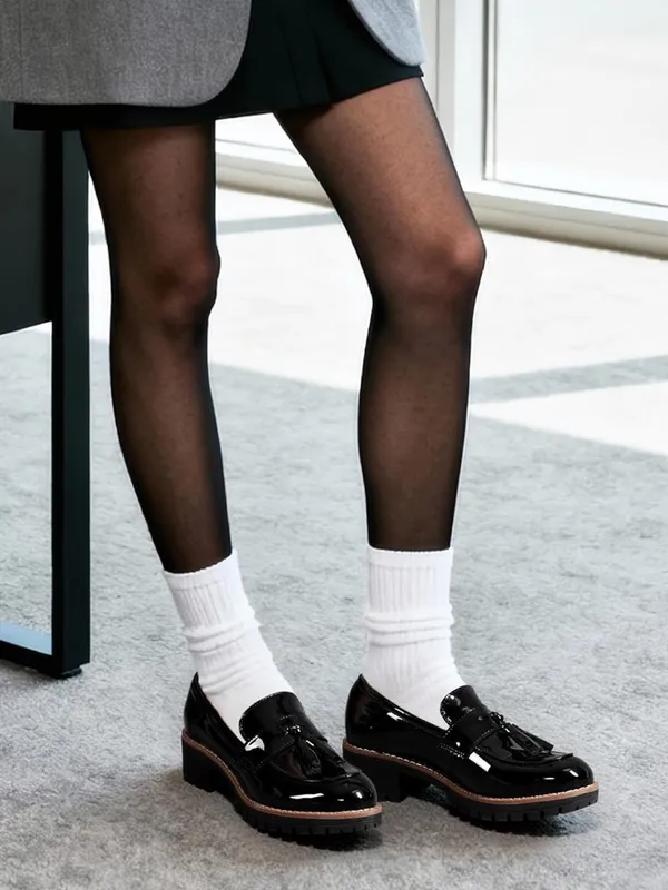 NWOT Classic Black Tassel Loafer Heels - Image 2