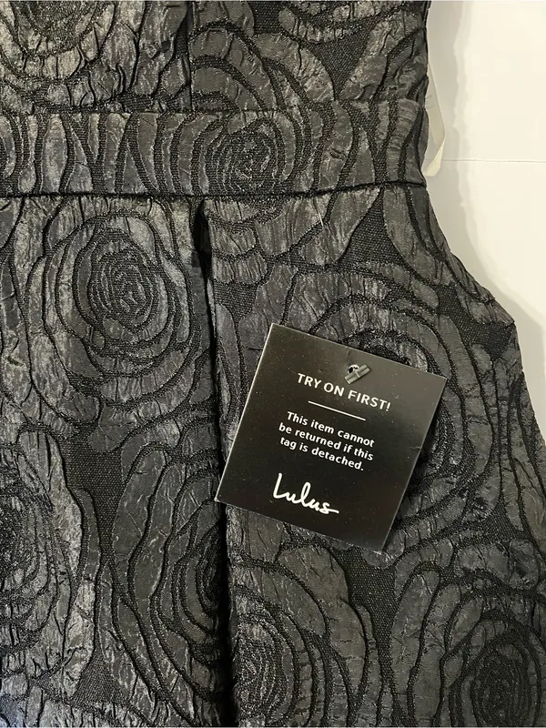 Lulus Loving is Easy Black Jacquard Pleated Skater Black‎ Mini Dress size small - Image 7