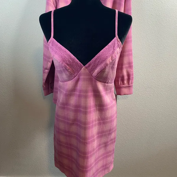 KINGSTON GREY XL JUNIOR Crochet Lace Trim Plaid Pattern Knee Business Dress - Image 7