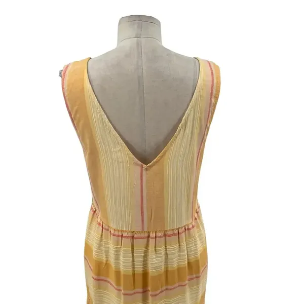 L*Space Clara‎ V-Neck Double Tiered Maxi Dress Yellow Orange Stripe Size Small - Image 10