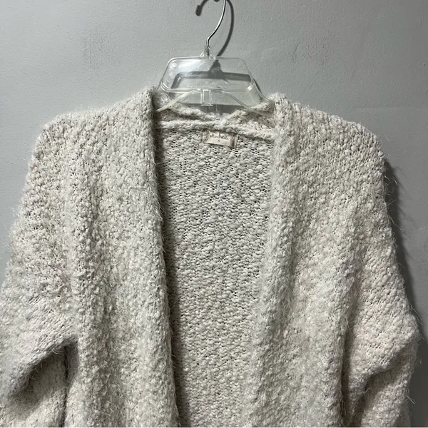 Altar'd State long open‎ front Fuzzy sweater Ivory White Small Cotton Acrylic - Image 3