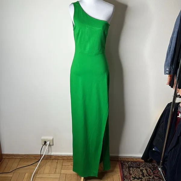 Lulus Green One Shoulder Good Times Only Maxi Dress - Image 2