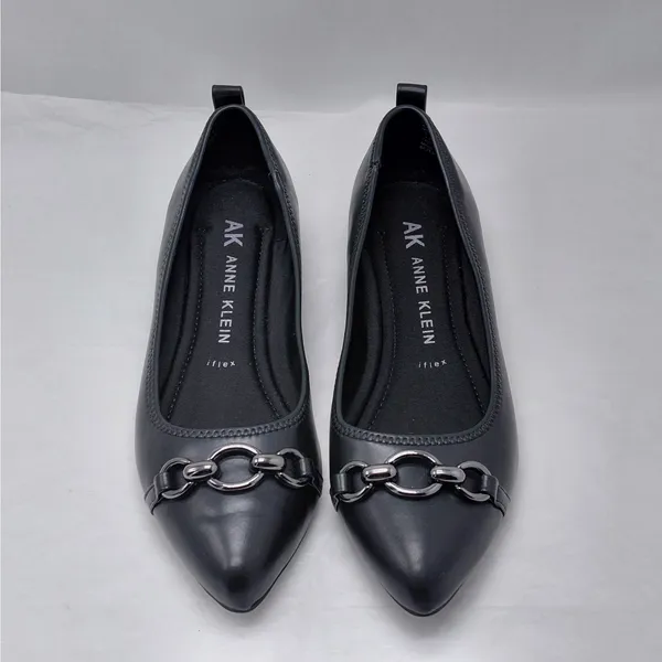 Anne Klein Womens Ballet Flats Size 8 Black Slip On Pointed Toe Shoe Office Chic - Image 2