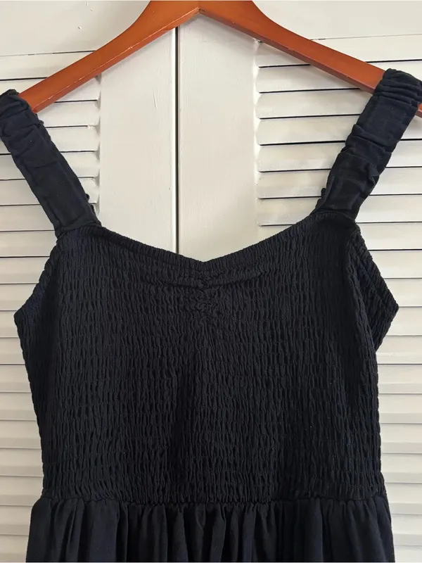 Line and Dot Market & Spruce Black Sweetheart Smocked Strappy Sleeveless Maxi Dress Size S - Image 3