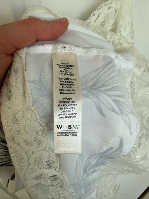 WHBM Floral‎ Lace Trim Cami Tank Top White House Black Market Medium - Image 4