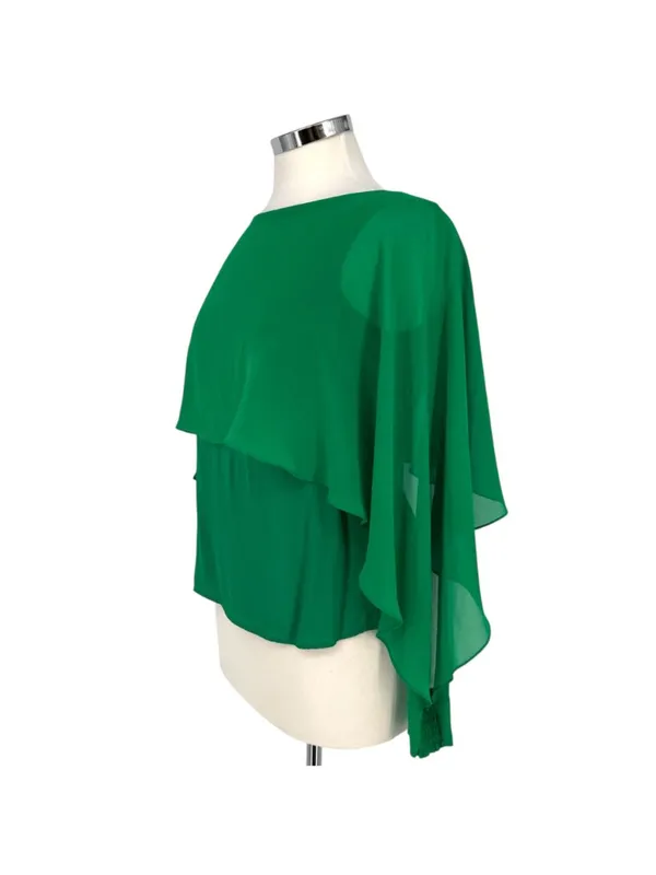 Zara Green Flowy Cape Blouse Layered Design Cut-Out Sleeves Size XS - Image 2