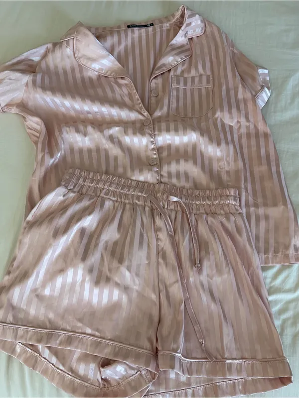 Tart Pink striped pajama short set - Image 2