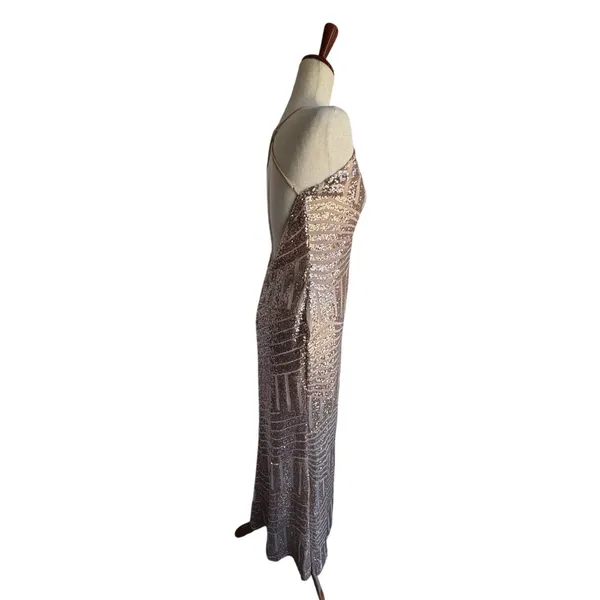 Source Unknown Rose Gold Geometric Sequin Maxi Dress - Image 2