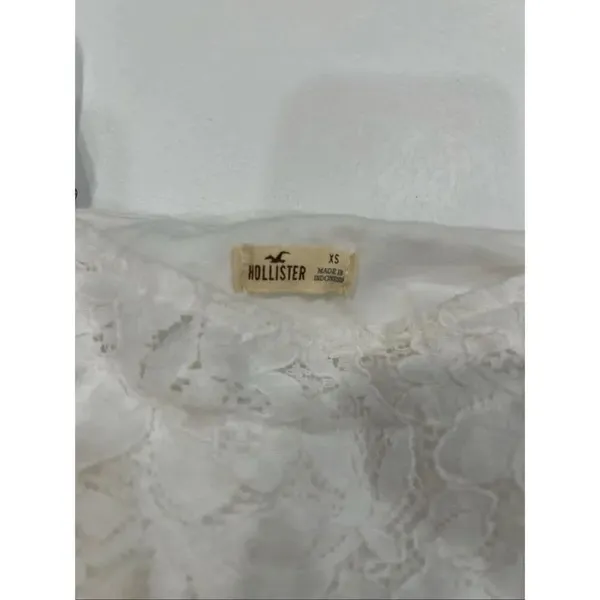 Hollister White Lace Cami Tank Top XS Floral Sheer Layering - Image 3