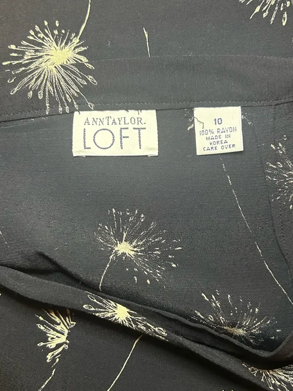 Ann Taylor LOFT Black Dandelion Print Wrap Style Skirt Size 10 - Image 5