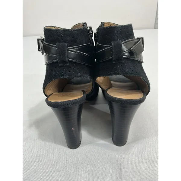Womans Franco Sarto L Fantana 8 M Black Open Toe Zip Strappy Heel Ankle Boots - Image 5