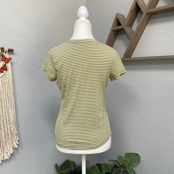 Faded Glory Stripes V Neck Short Sleeve Top Y2k Grunge Alt Mallcore - Image 4