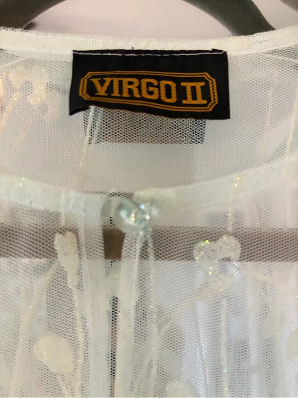Virgo Fairy Girl Blouse Small Pale Green Flower detail Boho Romantic Cottagecore - Image 3