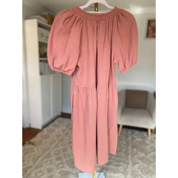 Universal Threads 100% Cotton Gauze Mini Dress Dusty Terracotta Puff‎ Cottagecore - Image 3