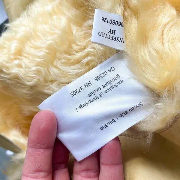 New Label SheepSkin Cream Yellow Leather Button Up shearling Jacket - Image 9