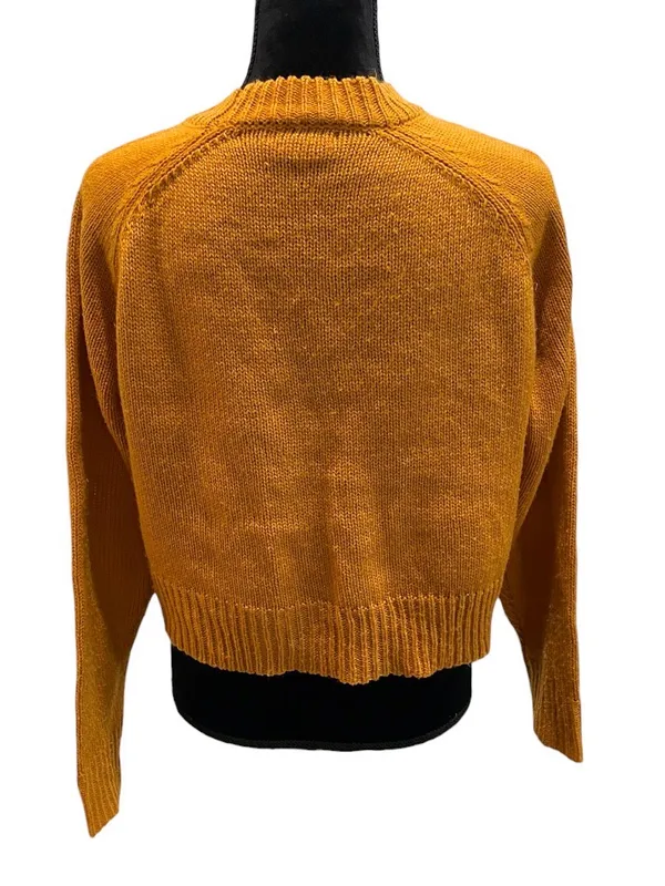 La Hearts Mustard Striped Crewneck Cropped Sweater - Image 2