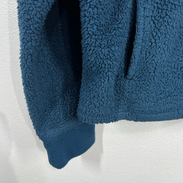 KAVU Fleece Pullover Quarter Zip Sherpa Jacket Outdoor Cozy Blue Large Travel‎ - Image 9