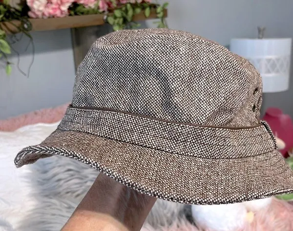 Stylish Brown Wool Tweed Bucket Hat - Image 3