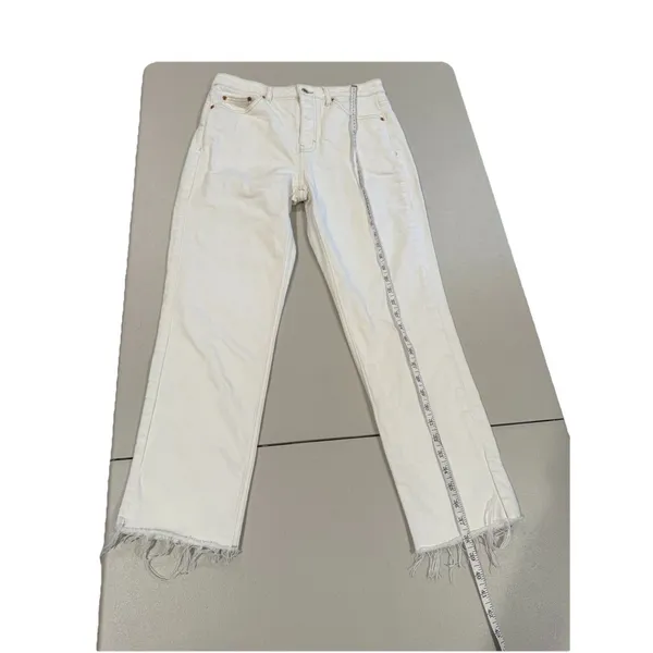 Topshop Jeans Women 29** White High Rise Raw Hem Travel Coastal Cottage Vacation - Image 7