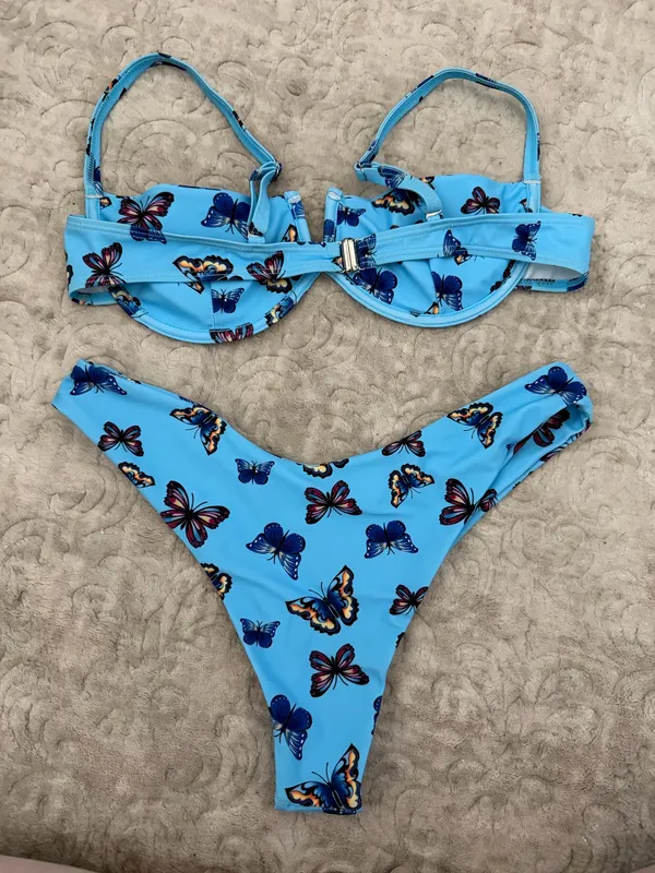 New Butterfly Bikini Set Blue Size M - Image 3
