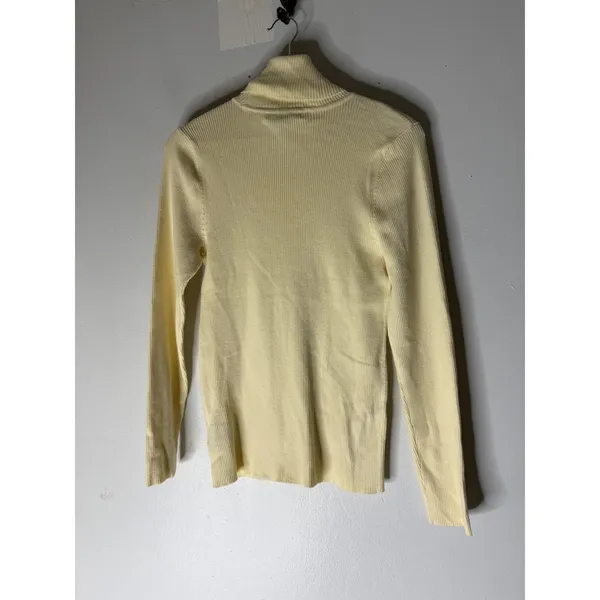 Lauren Ralph Lauren yellow‎ ribbed cotton blend turtleneck sweater top size PL - Image 2