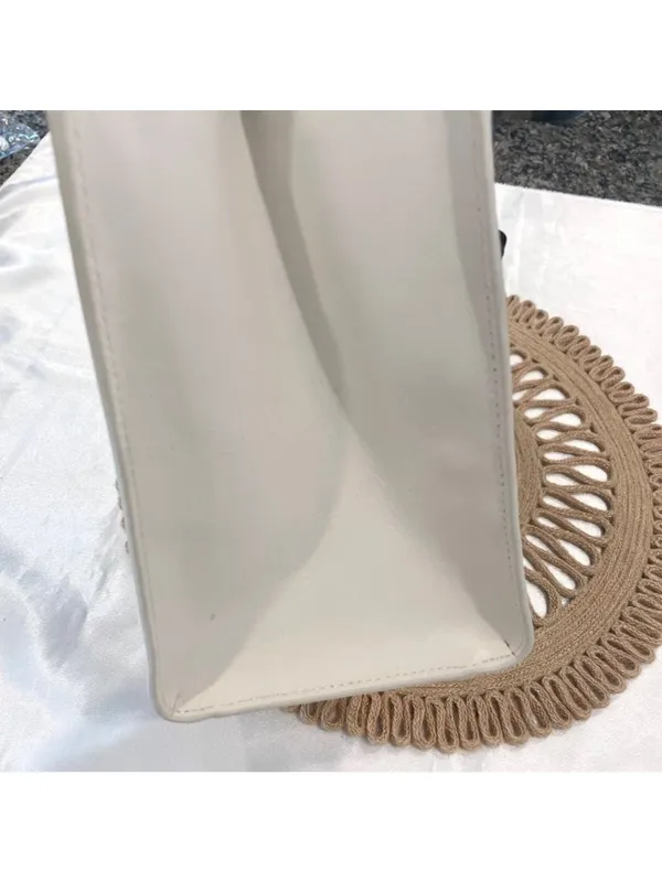 Polo Ralph Lauren X4104 White Black Leather Tote Bag Shoulder Bag Colorblock - Image 12
