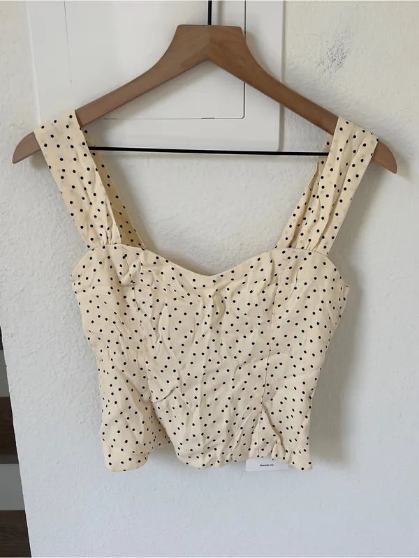 Reformation Hester Polka Dot Tank Top in Salt and Pepper NWT - Image 3