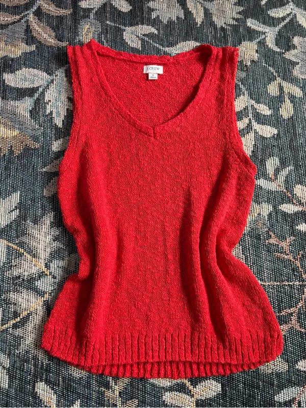 J. Crew Red V-Neck Sweater Tank Size S - Image 2