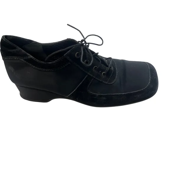 Vintage Y2K 2000's Bruno Magli 7 Women Black Heeled Oxfords Lace Up Italy wedge - Image 7