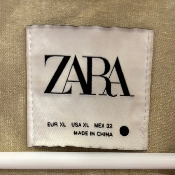 Zara Cream Faux Leather Overshirt Shacket Button Front Jacket XL - Image 2