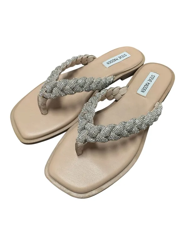 Steve Madden Amily Rhinestone Thong Sandals Slip On Silver 8.5 - Image 2