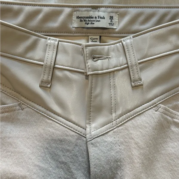 Abercrombie & Fitch Cream High Rise Pants - Image 2