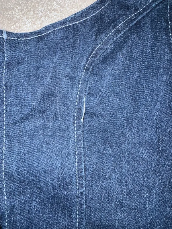 SHEIN Dark Blue Denim Lace-Up Crop Tank - Image 3