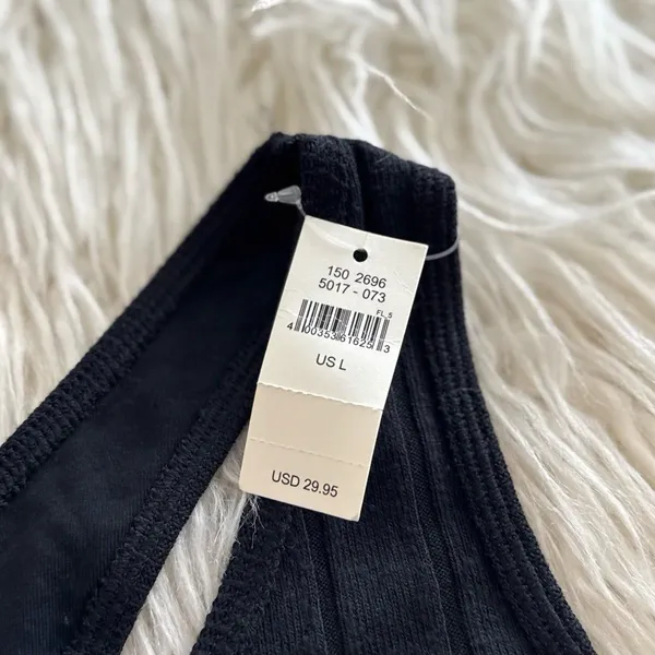 Aerie Cozy Class Ribbed Knit Sports Bra True Black Size Large - Image 7