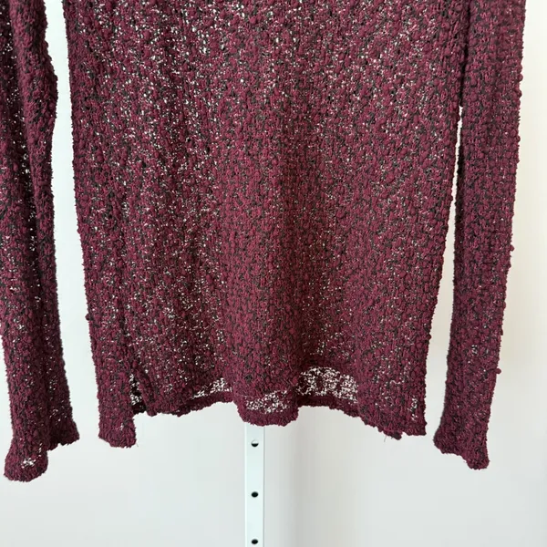 Aeropostale Women M‎ Burgundy Textured Knit Long Sleeve Sweater Top - Image 3