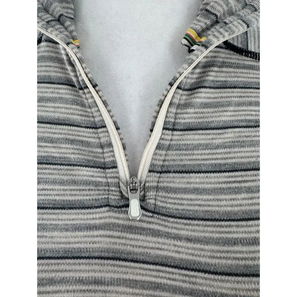 Smartwool Merino Wool 1/4 Zip Base Layer Top XS Gray Stripe Mock Neck Outdoor - Image 3