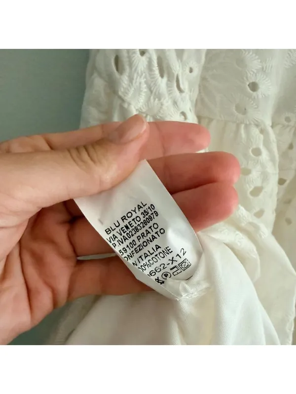 White Eyelet Cotton Dress with Floral Embroidery - Image 5