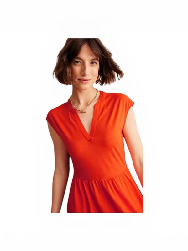 Boden Chloe Notch Jersey Midi Dress Sz 10 Dk Orange Sleeveless Date Night - Image 3