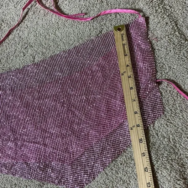 Y2K Better Be Festival Chainmail Halter Crop Top Handkerchief Metallic One‎ Size - Image 2