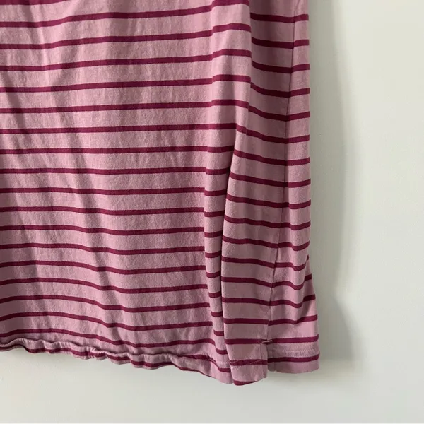 Pact Organic Cotton Soft Spun Pink Stripe A Line Sleeveless Mini Shirt Dress S - Image 4
